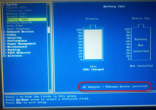dell laptop ac adapter unknown device installed