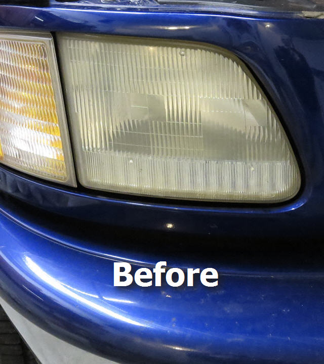ford f150 truck headlight before restoration
