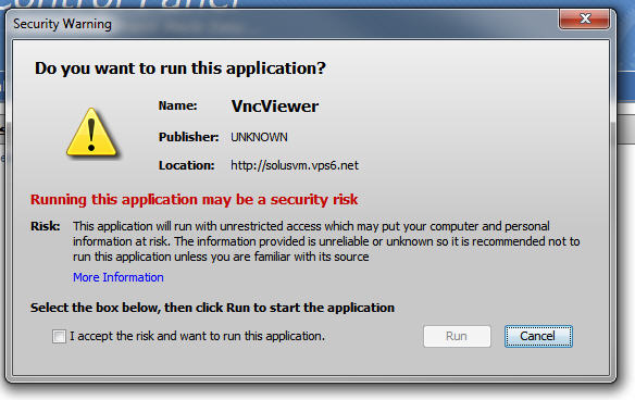 Running This Application May Be A Security Risk